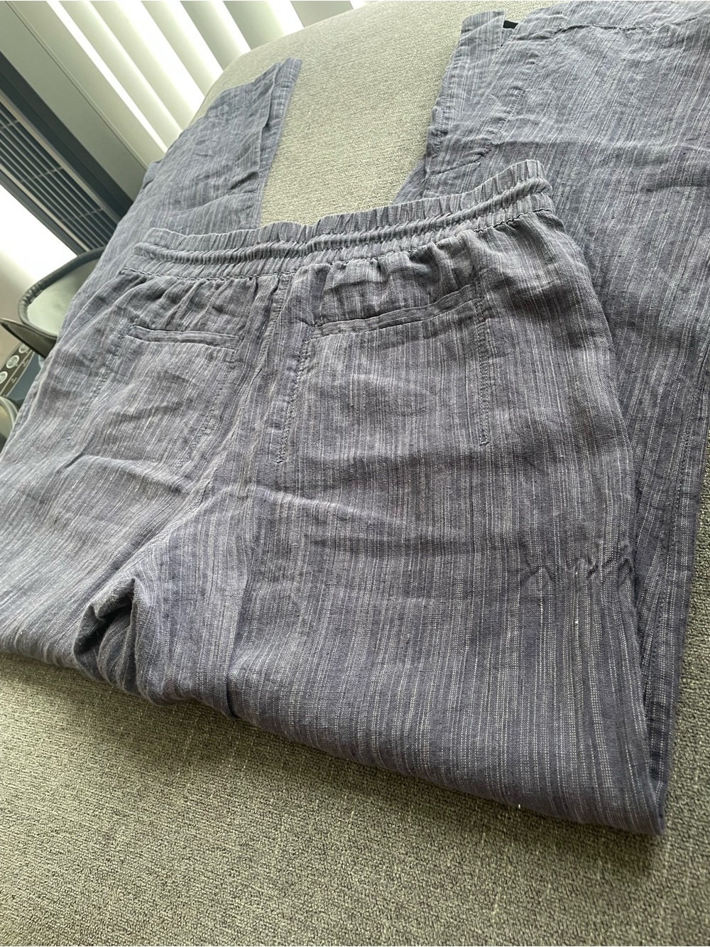 Athleta Cabo Linen Wide Leg Pull On Heathered Blue Pants small - Picture 3 of 5
